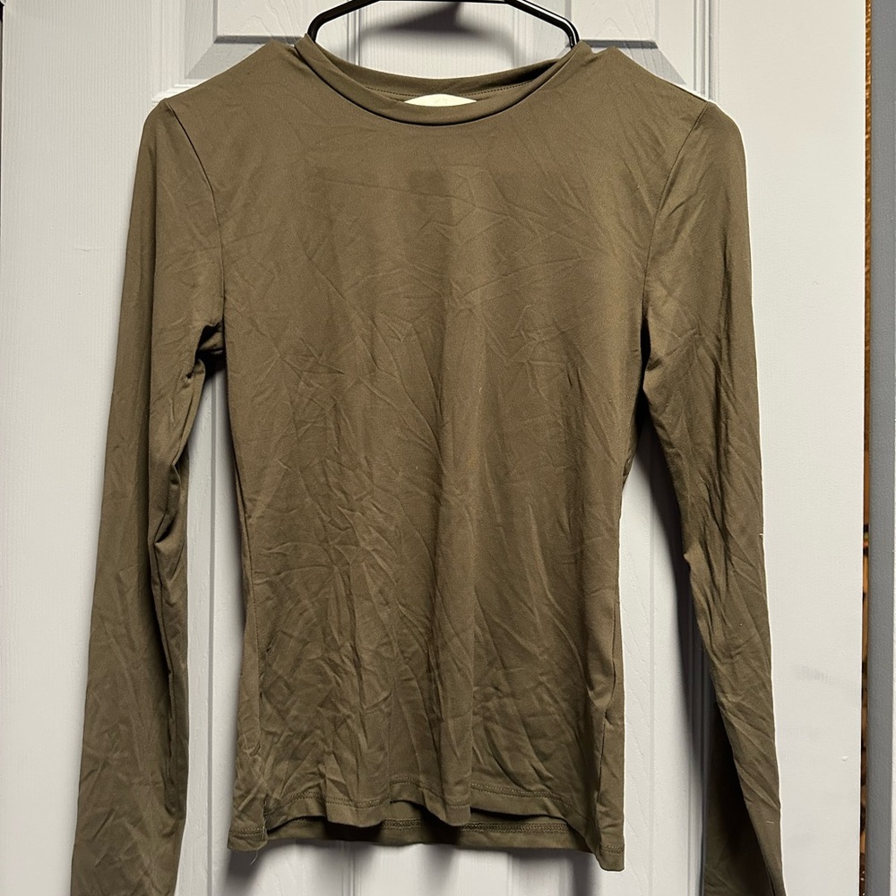 H&M Khaki Long Sleeve Women's Top
